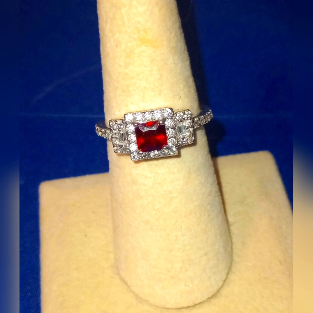 Princess Cut Garnet Ring